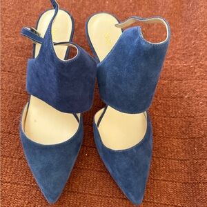 Nine West Women's Blue Suede Mules